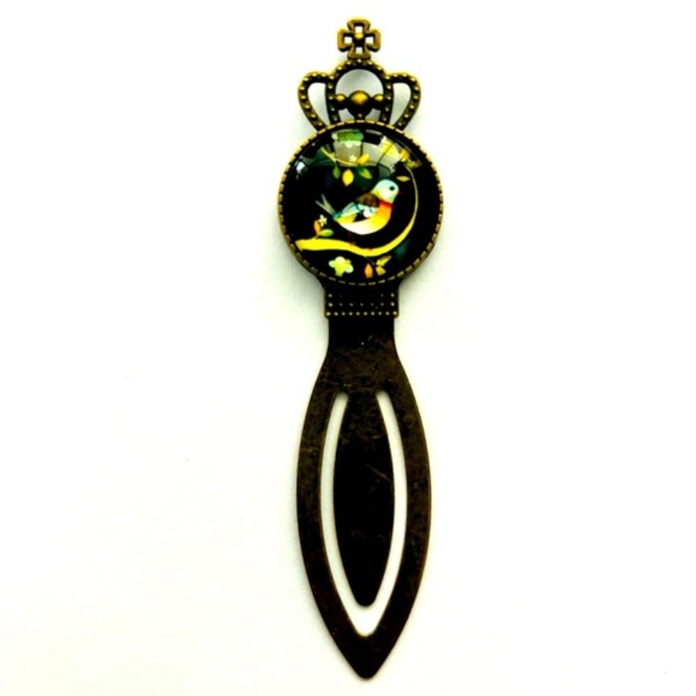 Retro Bird Print Metal Bookmark, NWT, Handmade